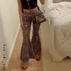 Leopard free people bell bottoms